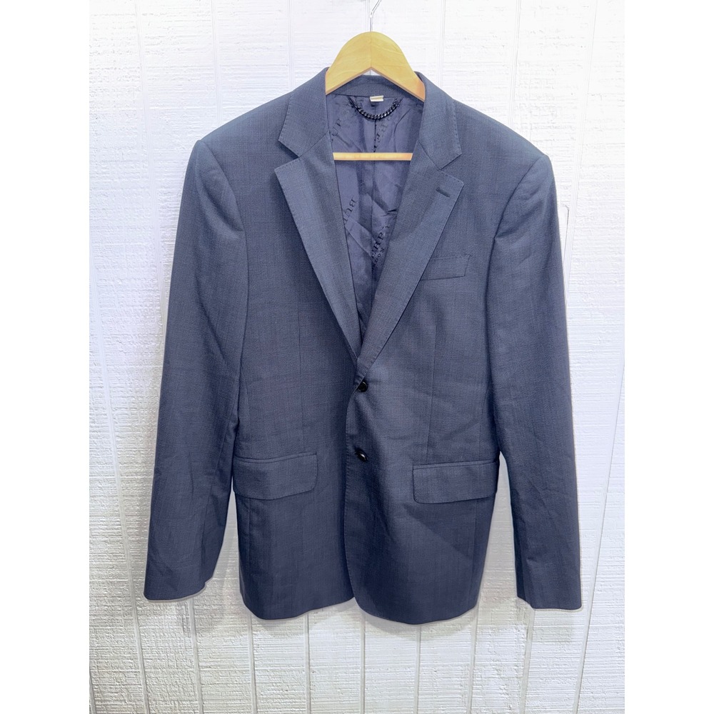 Burberry London Blazer Mens Charcoal Blue Wool Two Button Made in Italy 48L